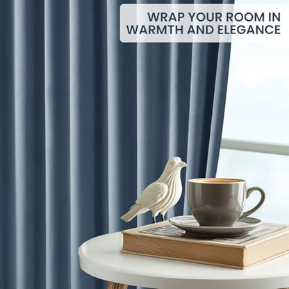 Velvet Curtains 96 Inches Long, Thermal Insulated Blue Blackout Curtains for Living Room Bedroom Curtain Set Rod Pocket Back Tab Room Darkening Drapes, 2 Panel Blue - color: 07-blue (Velvet ), size: 52"W x 96"L (Pack of 2)
