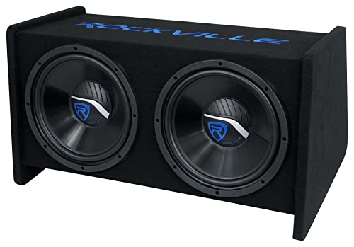 Rockville RV1212P Dual 12" 1200W Car Audio Subwoofers in Vented Enclosure, 4-Ohm, Clean Punchy Bass, 600W RMS Music Rating, Durable MDF Build, for Car Audio Systems - style: Dual 12"