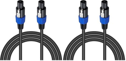 Poyiccot Speakon Cables 6ft, Speakon Male to Male Cable, Professional 18Guage AWG Audio Cord 16mm² Coper Wire Speaker Cable for DJ Speaker & Amplifier with Twist Lock (Pack of 2) - size: Speakon male to male cable 6ft (Pack of 2)
