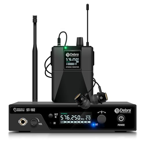 D Debra PRO ST-102 UHF Stereo Wireless in Ear Monitor System,Wireless IEM with Bodypacks and Headsets,530-580Mhz Transmitter and Receiver,Ideal for Stage,Studio,Speech(1 Bodypack with Transmitter) - size: 1 Bodypack with Transmitter