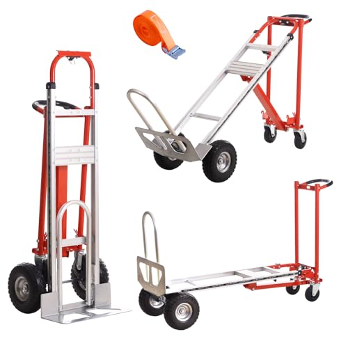 4-in-1 Aluminum Hand Truck,Convertible Hand Truck Dolly - color: Red