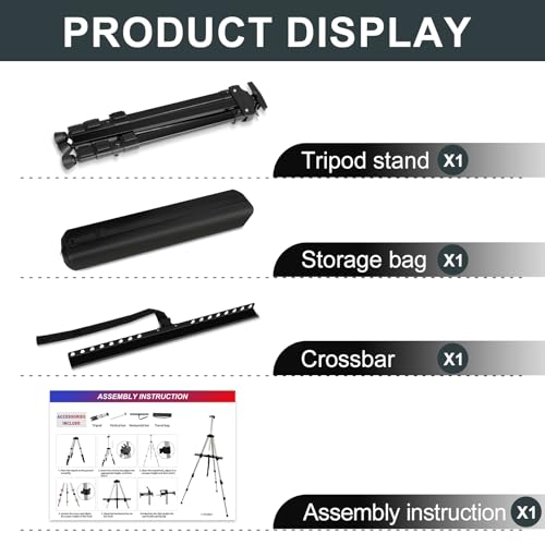 AROIC 17-66 in Art Easel Stand, Aluminum Tripod for Table Top & Floor | Portable Adjustable Display Easel for Canvases Painting with 1 Storage Bag | Studio, Hobby & Professional Artist Easels - style: 1P