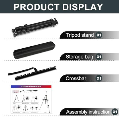 AROIC 17-66 in Art Easel Stand, Aluminum Tripod for Table Top & Floor | Portable Adjustable Display Easel for Canvases Painting with 1 Storage Bag | Studio, Hobby & Professional Artist Easels - style: 1P