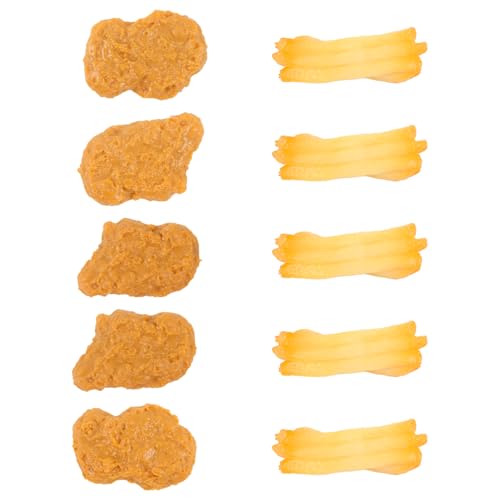 10 Pcs Simulated Chicken Nuggets Fake French Fries for Decoration | Realistic Lifelike Artificial Food Props Model for Display