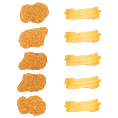 10 Pcs Simulated Chicken Nuggets Fake French Fries for Decoration | Realistic Lifelike Artificial Food Props Model for Display