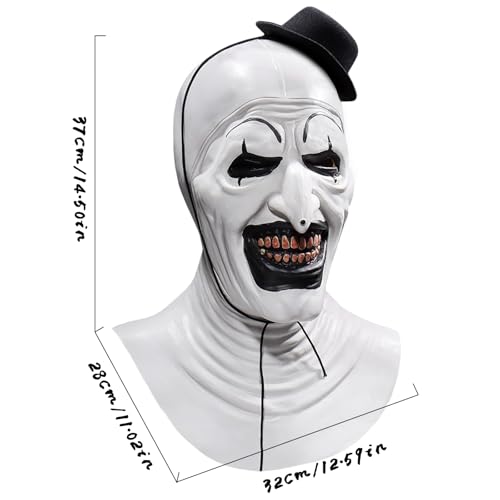 Art The Clown Mask Scary Killer Clown Masks Full Head Latex Halloween Terrifier Costume For Adults - color: Whiteclown