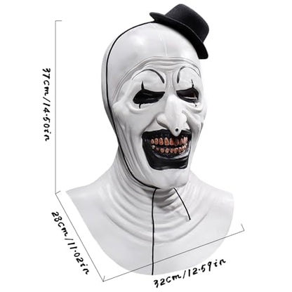 Art The Clown Mask Scary Killer Clown Masks Full Head Latex Halloween Terrifier Costume For Adults - color: Whiteclown