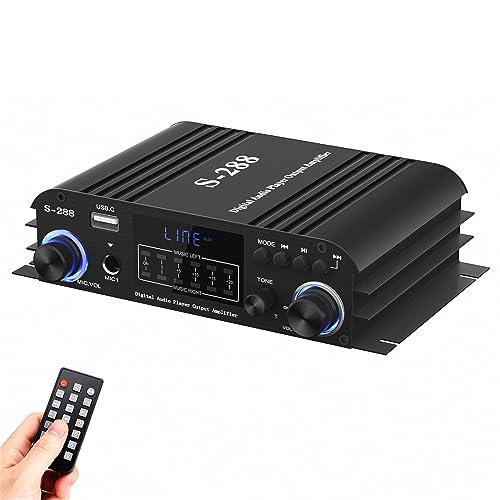 Facmogu S-288 4 Channel Bluetooth Stereo Home Audio Amplifier RMS 45Wx4 | 600W Max | Support USB, SD, FM in | Class D HiFi Chip | For Car, Theater, Karaoke, Garage & Outdoor | Includes Power Adapter