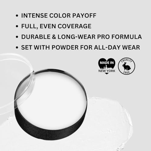 Mehron Makeup Color Cup Greasepaint - WHITE, Face & Body Paint | High-Pigment, Long-Wear Cream Face Paint Makeup for Theater, Halloween, Cosplay, & More. Cruelty Free & Made in the USA. - color: Clown White
