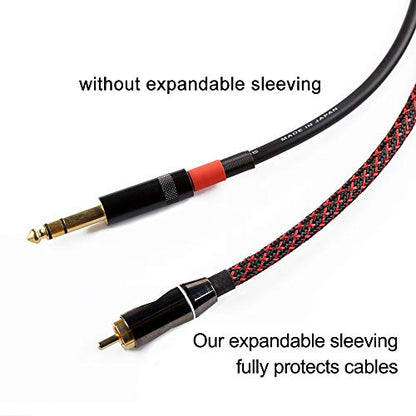 25ft - 1/4 inch PET Expandable Braided Sleeving – BlackRed – Alex Tech Braided Cable Sleeve - color: Blackred, size: 1/4"-25ft