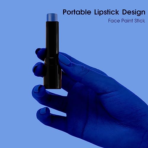 BADCOLOR Blue Face Body Paint Stick Eye Black, Royal Blue Face Painting for Softball Football Baseball Lacrosse, Professional Facepaint Makeup for Halloween Special Effects Cosplay Costume Parties - color: 1PCS Blue