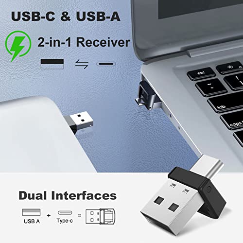 Metal Wireless Presentation Clicker, 2-in-1 USB Type-C Dual Receiver | Rechargeable PowerPoint Remote with Green Laser Pointer, Works for Mac Windows Linux, Laptop, Google Slides Keynote - style: Metal Rechargeable 02 Green Light
