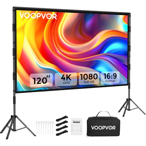 100 Inch Projector Screen with Stand, Portable Outdoor Movie Screen - size: 120"-275x200cm