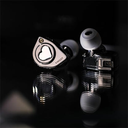 Linsoul SIMGOT EW300 1DD+1Planar+1PZT Hybrid Driver IEMs, Standard Edition | HiFi Wired Earbuds, Gaming Earbuds with Detachable Nozzles, Silver-Plated OFC In Ear Monitor Cable for Audiophile Musician - style: EW300 Standard