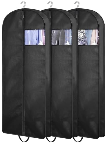 KIMBORA 54" Suit Bags for Closet Storage and Travel, Gusseted Hanging Garment Bags for Men Suit Cover With Handles for Clothes, Coats, Jackets, Shirts（3 Packs） - size: 54"