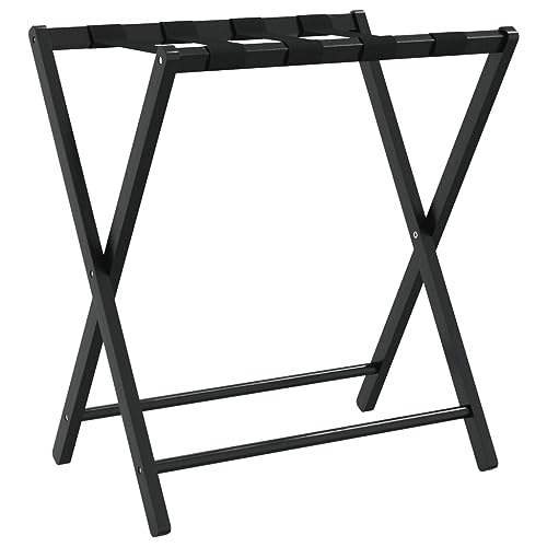 Luggage Rack for Guest Room, Foldable Suitcase Stand with Black Bamboo Frame, Heavy Duty Hotel Style Travel Accessory 27x15x23 Inches - color: Black 2