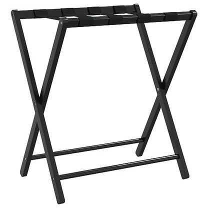 Luggage Rack for Guest Room, Foldable Suitcase Stand with Black Bamboo Frame, Heavy Duty Hotel Style Travel Accessory 27x15x23 Inches - color: Black 2