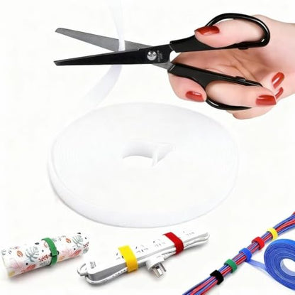 Hook and Loop Tape - 32ft x 1" Self Adhesive Strips Roll, Strong Sticky Double Sided Adhesive Tape for Cable Management, Wire Ties, Garden Plants, Reusable Fastening Ties (White) - color: White, size: 1IN/32FT
