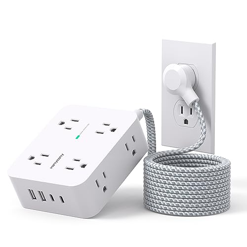 HANYCONY Extension Cord 20 Ft, Power Strip Surge Protector, Long Cord - color: White, size: 20ft