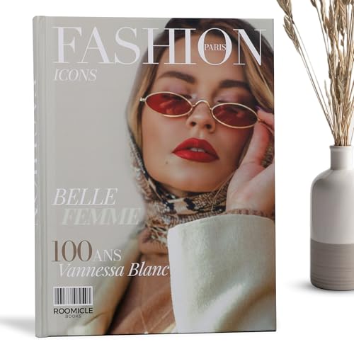 Fashion Decorative Books for Coffee Table - Designer Faux/Fake Books for Decoration - Enhance Your Coffee Table, Mantle & Bookshelf Decor - Book Decor Aesthetic Collection - Real Blank Pages Inside - style: Fashion