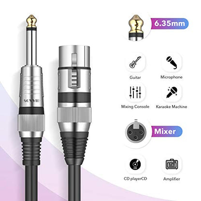 6FT XLR Female to 1/4 inch 6.35mm TS Mono Jack Unbalanced Microphone Cable Cord Wire, Quarter inch TS Female Mic Cord for Dynamic Microphone - size: 6FT, style: Female