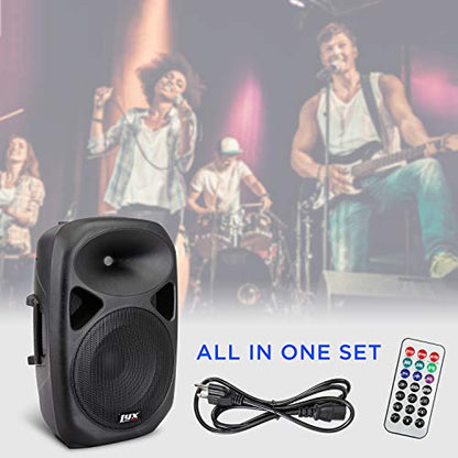 LyxPro SPA12 12" Portable PA Speaker System With Metal Tripod Stand Combo Kit Power Active Powerful Amplifier Equalizer Bluetooth SD Slot USB MP3 XLR 1/4" 1/8" 3.5mm Inputs Remote Control - size: 12 Inch + Stand