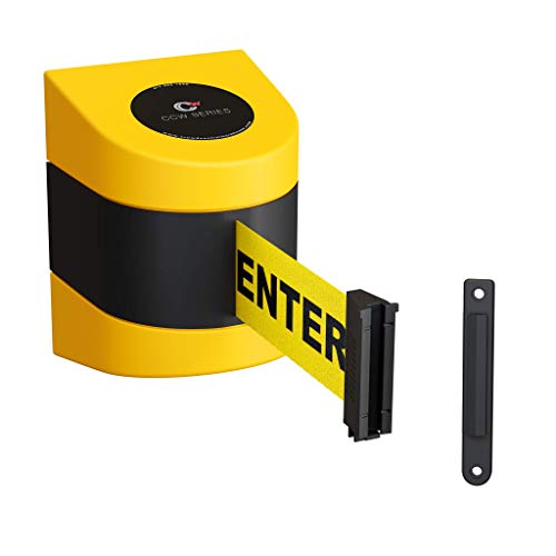 Crowd Control Warehouse WMB-230 Fixed Wall Mount Retractable Belt Barrier - color: Caution Do Not Enter Belt with Yellow ABS Case, size: 30 foot belt