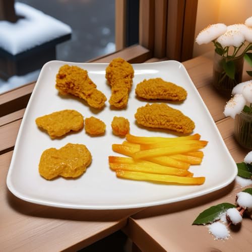 17pcs Artificial Fake Fried Food Model Set, Included Fake Fried Chicken Leg &Wing&Nuggets&Popcorn and Fake Fries,Simulation Fried Food Photography Display Props - color: 17pcs Fake Fried Food Model Set