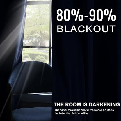 Navy Crushed Velvet Curtains 84 inch Length Grommet Blackout Curtains for Bedroom Light Blocking Thermal Insulation Drapes Set of 2 Panels 52”x 84” - color: Navy, size: 52"W x 84"L (Pack of 2)