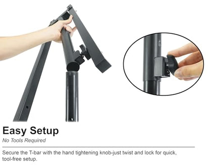 Rockville ACC-B Collapsible T-Bar Lighting Bar for 35MM Pole Stand, Travel Bag Included, 4 Light Mounts, Portable, Perfect for DJs/Events/Lights | Steel Construction, 200 lbs Load Capacity, 48" Wide, 4 Hang Holes, Collapsible, Includes Travel Bag and Moun