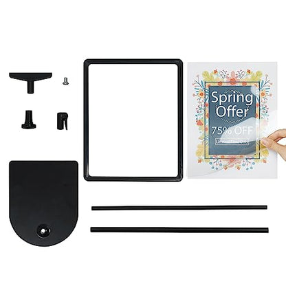 Sign Holder, Sign Stand with Adjustable Height Snap Open, Reusable Sign Holder 8.5x11 Inch, Vertical and Horizontal View Sign Holder Stand (Black, 4 Pack) - size: 8.5"x11"-4Pcs
