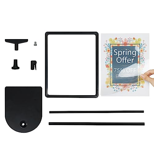 ONCEMORE Sign Holder, 8.5 x 11 Inch Sign Stand with Adjustable Height Snap Open, Reusable Sign Stands for Display Advertising Business Signage, Vertical and Horizontal Two View Modes (Black, 6 Pack) - size: 8.5"x11"-6Pcs