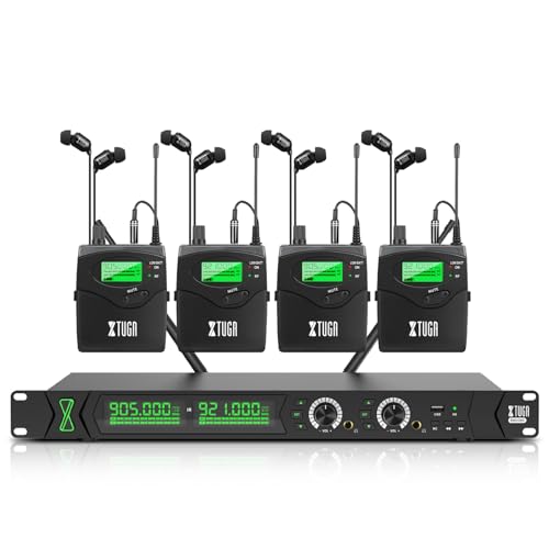 XTUGA RW2090 Wireless in Ear Monitor System,4 Bodypack Wireless IEM System - size: 4 bodypack