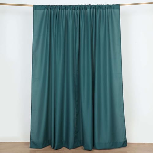 Efavormart 2 Pack | Peacock Teal Polyester Drapery Panels with Rod Pockets, Photography Backdrop Curtains, 5ftx8ft - 130 GSM - color: Peacock Teal Green