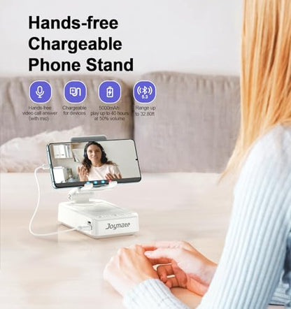Gifts for Men Women, Bluetooth Speaker Phone Stand with Charging Function 360° Rotable Adjustable Cell Phone Holder HD Surround Sound for Desk Fits All Phones,Tablet (White) - color: White