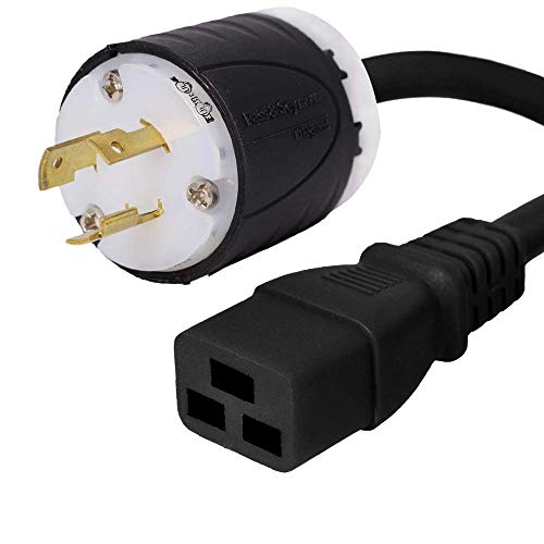 Iron Box NEMA L5-20P to C19 Power Cord, IEC C19 12 AWG Power Cable 20 Amp - Twist Lock Adapter Heavy Duty Materials, PSU Connector, PC Computer Monitor Server Rackmount PDU UPS SJT 12/3 Black (3 ft) - size: 3 ft