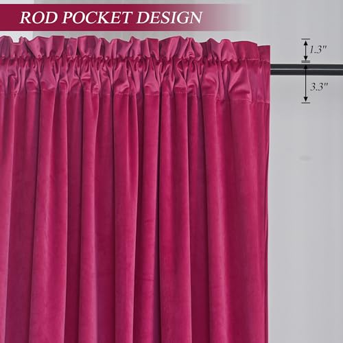 Roslynwood Velvet Berry Curtain 63 inch Long - Curtains Block Light Rod Pocket Thermal Insulated Window Drapes Set for Living Room/Bedroom/Dining Room, W52 x L63, 2 Panels - color: Berry, size: 52"W x 63"L (Pack of 2)