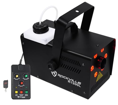 Rockville R1200L Smoke Machine Scary Haunted House Fog LED Strobe Effect+Remotes