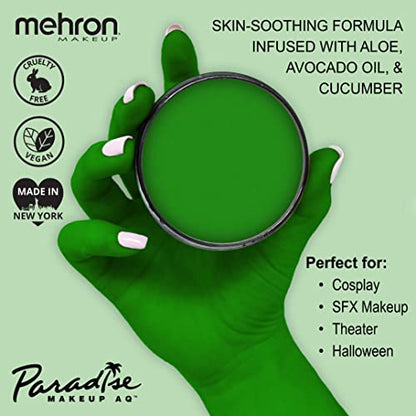 Mehron Makeup Paradise AQ - AMAZON GREEN, Water-Activated Face & Body Paint - color: Amazon Green, size: 1.4 Ounce