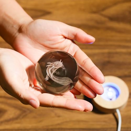 3D Axolotl Gifts for Women Crystals Ball 60mm- Axolotl Figurines Decor Glass Animals Figurine Animal Stuff for Room Birthday for Best Friend Lovers Keepsake Paperweight - style: Axolotl