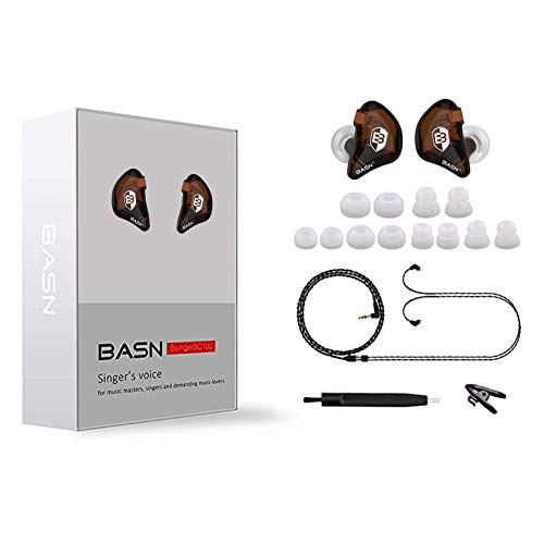BASN Bsinger BC100 in Ear Monitor Headphones,Brown | Universal Fit Noise Isolating IEM Earphones for Musicians Singers Studio Audiophiles - color: Brown