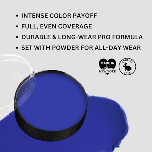 Mehron Makeup Color Cup Greasepaint - BLUE, Face & Body Paint | High-Pigment, Long-Wear Cream Face Paint Makeup for Theater, Halloween, Cosplay, & More. Cruelty Free & Made in the USA. - color: Blue