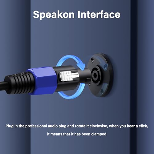 SinLoon Speakon to 1/4" Speaker Cable 22AWG Speakon Male to 90 Degree 6.35mm TS Male Audio Cord 1.6FT Twist Lock Speakon to 1/4" Mono Audio Cable for Speaker Guitar Amplifier (0.5m/6.35mm Male)