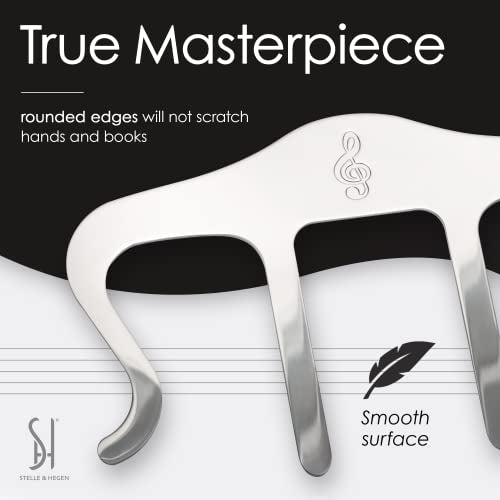 Stelle & Hegen Piano Book Holder - Music Book Clip, Sheet Music Holder | Stainless steel music page holder for piano, keyboard, guitar and violin; treble clef design, gift for piano players - style: Classic Edition