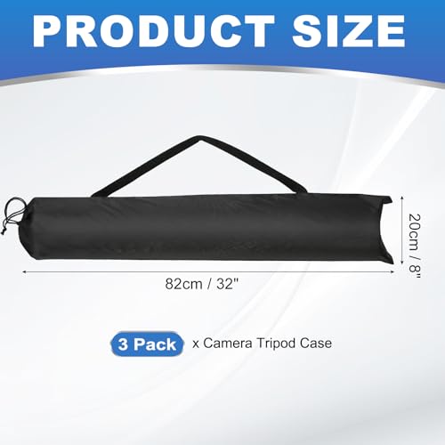 PATIKIL 32 x 8 Inch Tripod Carrying Case, 3 Pack Camera Tripod Carrying Bags Oxford Cloth Padded Bag for Camera Gear Mic Light Stand Sheet Music Photography Accessories, Black - size: 32 x 8 Inch
