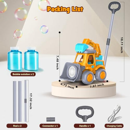Automatic Bubble Machine Toys for Toddlers: Portable Construction Truck Bubble Maker Blower Toys for 3 4 5 6 Year Old Boy Girl Kids Outdoor Toys for Easter Party Birthday - style: Construction Truck