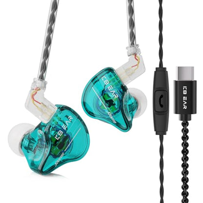 keephifi KBEAR Storm in Ears for Musicians Singers Audiophile Headphone in Ear Monitor Headphone 10mm Strong Magnetic Dynamic Driver Earbuds (Cyan, USB C with mic) - color: Cyan