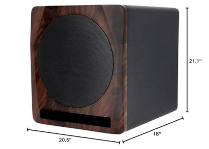 Rockville APM10D Active Studio Subwoofer in Dark Wood, 10", 400W, MDF Wood, RCA/XLR/Optical, Front-Firing Port, Perfect for Studios and Music Production - color: dark wood