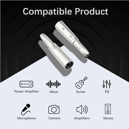 2PCS XLR Male to 1/4 Inch 6.35mm Female Adapter, 3-Pin XLR Male to Quarter Inch Female Jack Socket Audio Adapters Compatible with Microphone, Stereo, Mixer - color: XLRM to 1/4" 6.35mm Female