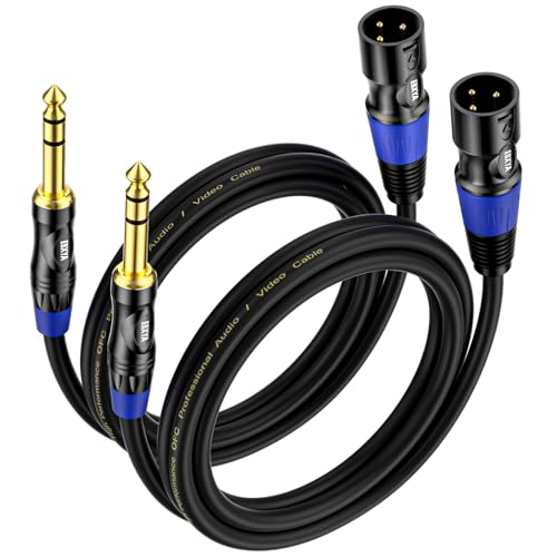 EBXYA 3ft 2Pack 1/4 TRS 6.35mm to 3Pin XLR Balanced Male Audio Cable - size: 3 feet-2 Pack, style: TRS to XLR Male